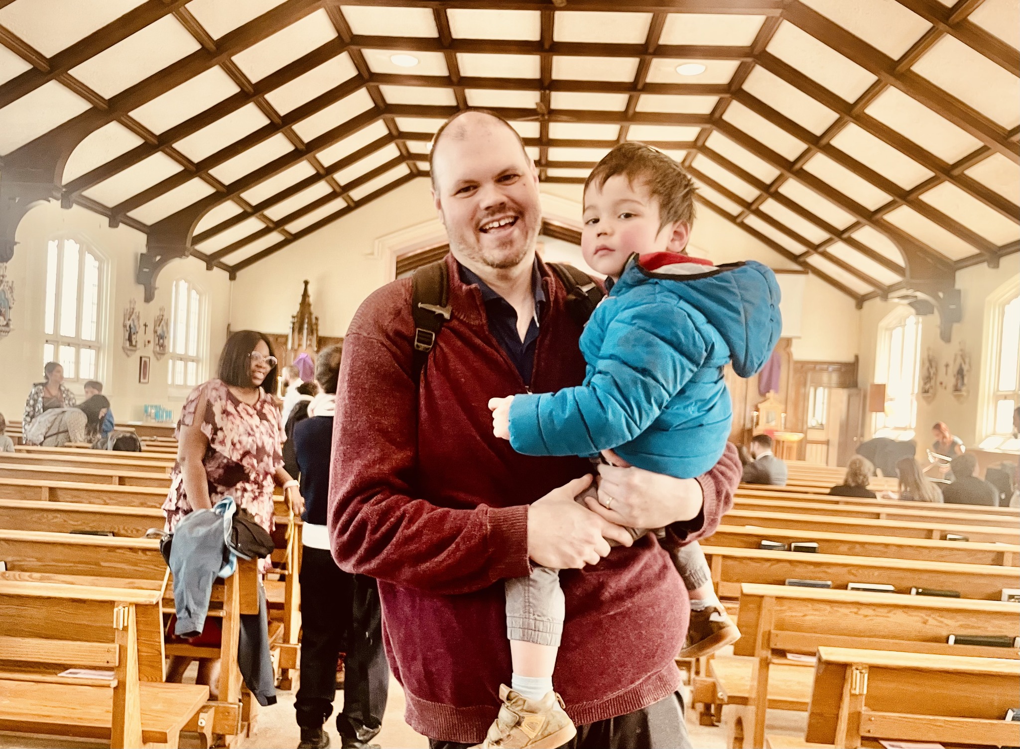 Church Interior with Stained Glass